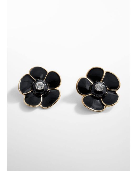 Mango Black Crystal Flower Earrings