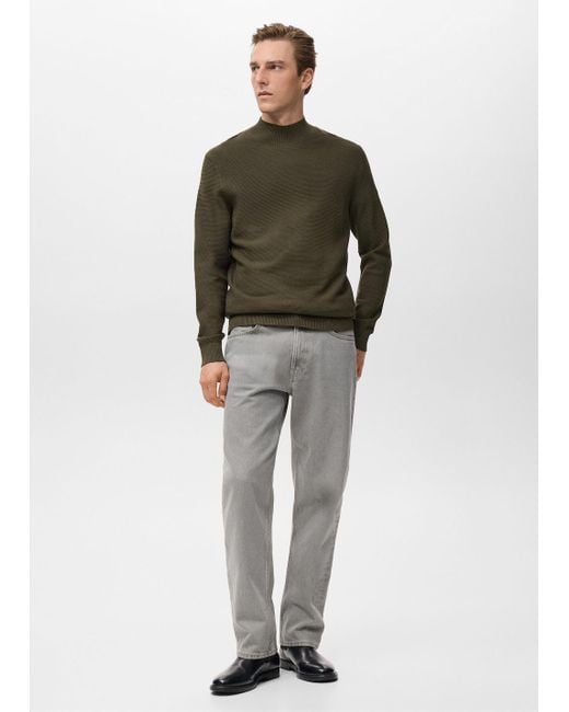 Mango Strukturierter Pullover Mit Halbhohem Kragen in Grün für