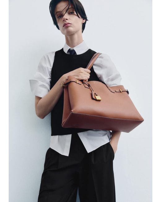 Mango Black Shopper Bag With Padlock
