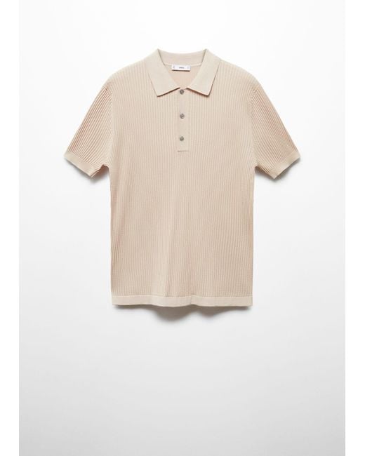 Mango Natural Knit Cotton Polo Shirt for men