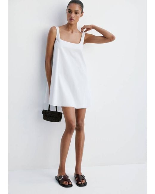 Mango White Cross-Strap Leather Sandals