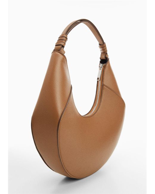 Mango Natural Leather-effect Shoulder Bag Medium