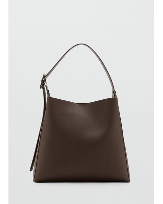 Mango Brown Shopper Bag With Buckle