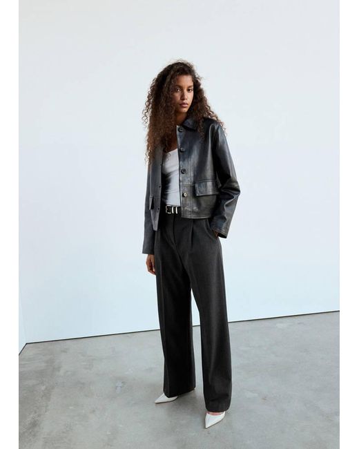 Mango White Straight-Fit Pleated Trousers
