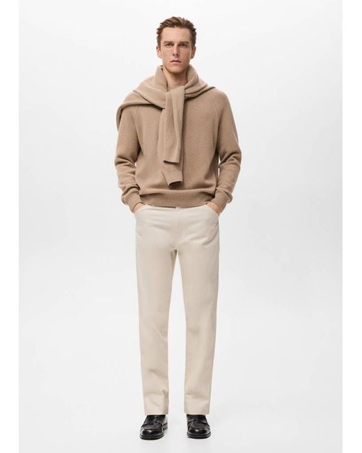 Mango Natural Regular-Fit Cotton Trousers for men