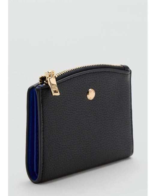 Mango Blue Wallet With Button Flap