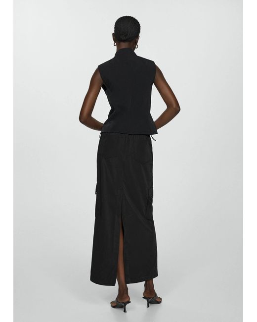 Mango Black Long Cargo Skirt