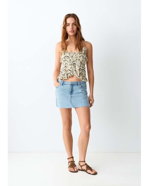 MANGO TEEN Blue Printed Top With Bow