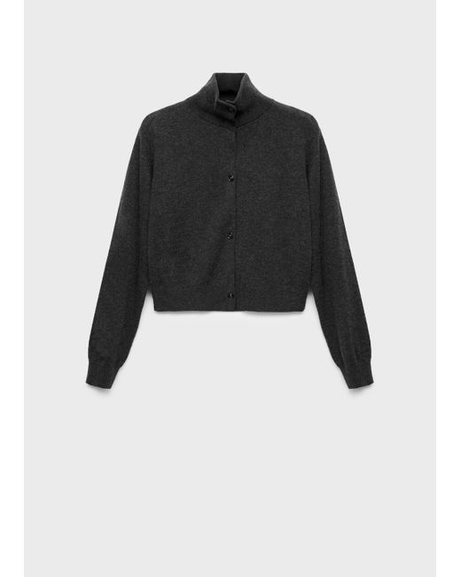 Mango Multicolor Cropped Wool Cardigan With Buttons