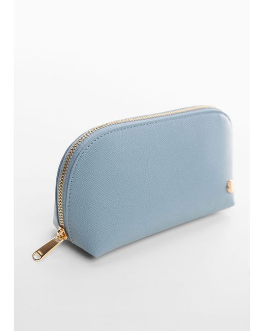 Mango Blue Saffiano-effect Cosmetic Bag