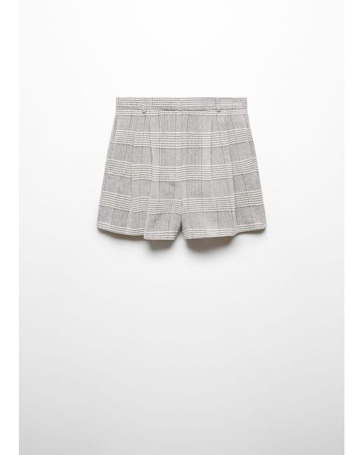 Mango Gray Check-print Pleated Shorts