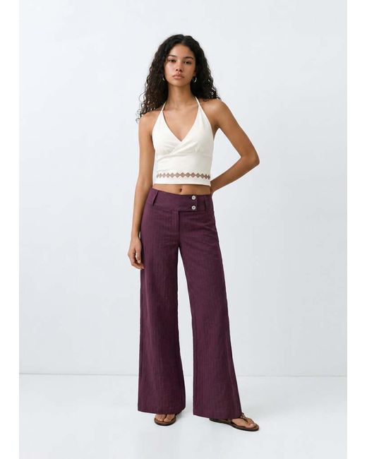 MANGO TEEN White Halter Top With Embroidered Details