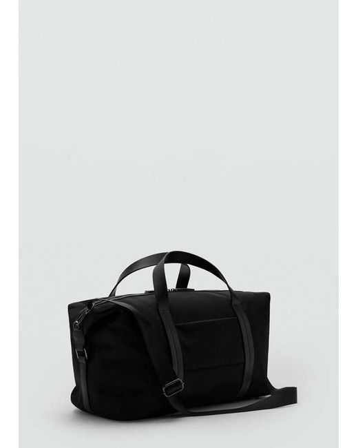 Mango Black Combined Leather Bowling Handbag for men