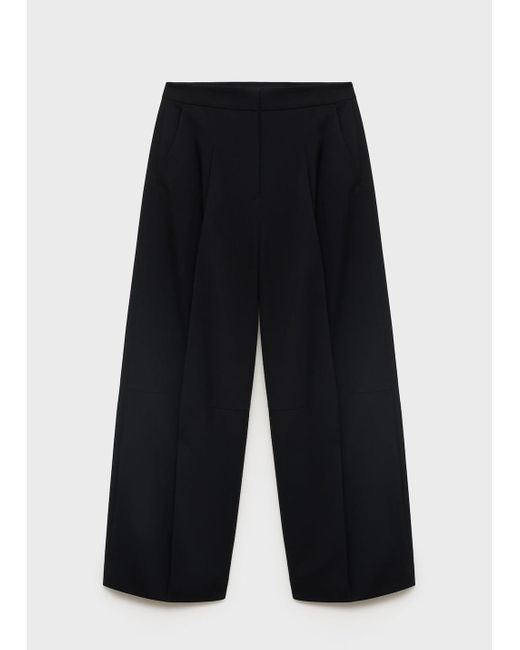 Mango White Pleated Wide Leg Trousers