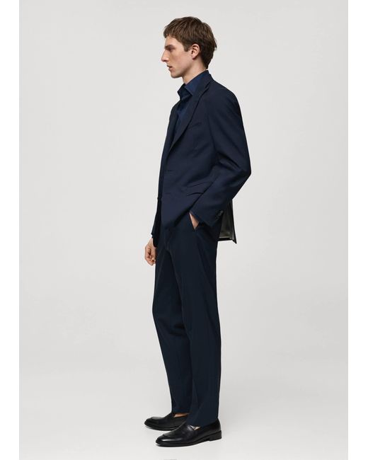 Mango Blue 100% Virgin Wool Slim-fit Suit Trousers Dark for men