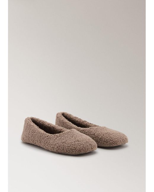 Mango Natural Sheepskin Ballerina Flats