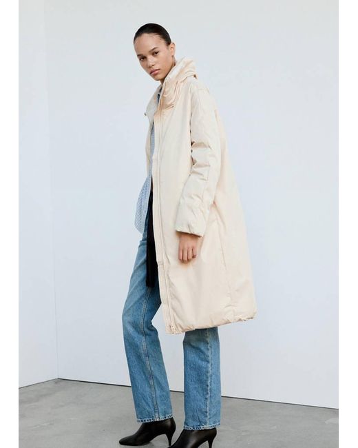Mango White Long Padded Anorak