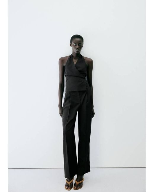 Mango Multicolor Straight-Fit Pleated Trousers