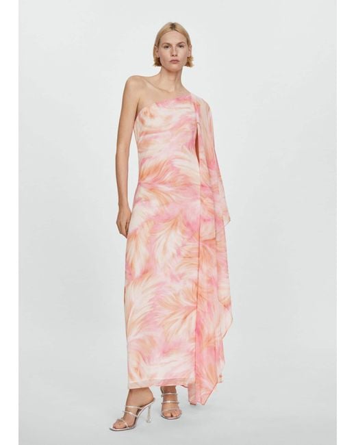 Mango Pink Ruffle Sleeve Printed Dress Light