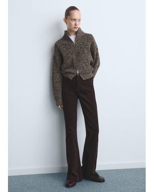 Mango Gray Velvet Flared Jeans
