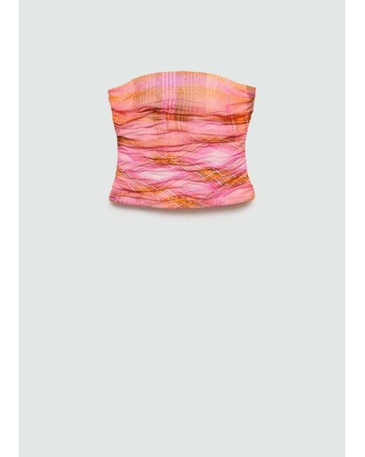 Mango White Checked Print Top