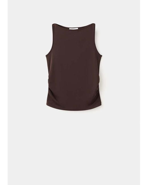 Mango Blue Ruched Fitted Top