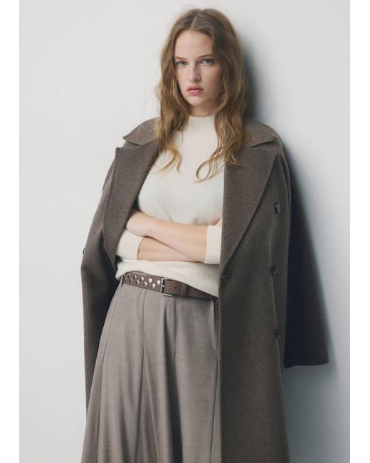 Mango Gray Suede Belt With Studs