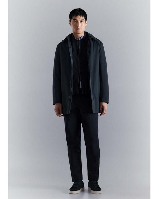 Mango Blue Packable Parka With Removable Hood And Thermore Technology for men
