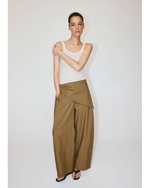 Mango Natural Straight-Leg Trousers With Detachable Scarf