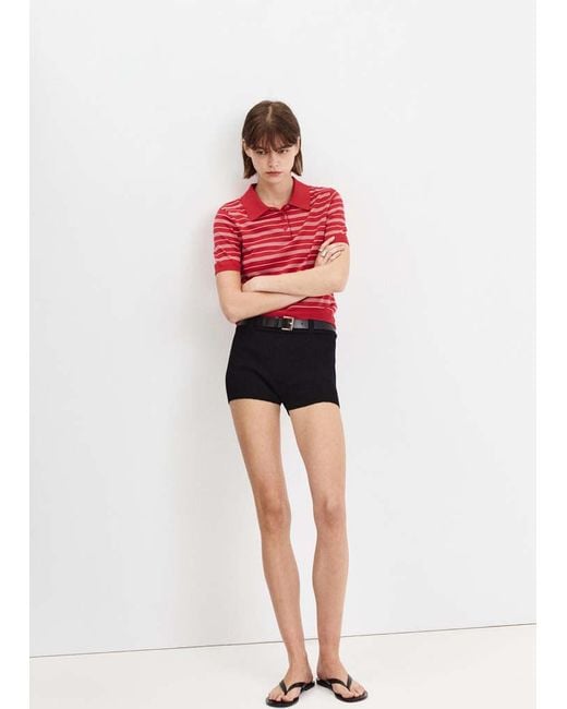 Mango Red Knitted Polo-Neck Sweater