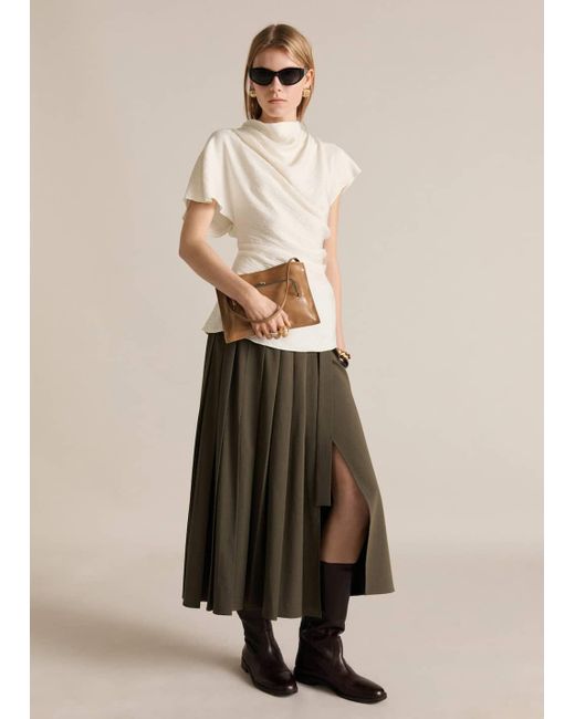 Mango Natural Textured Draped Blouse