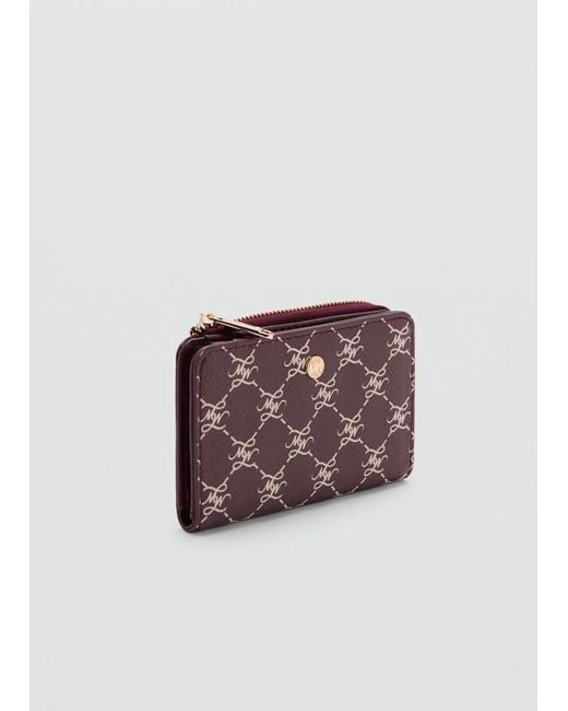 Mango Red Medium Wallet With Logo Print