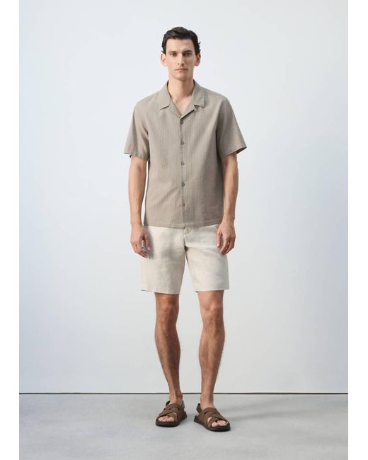 Mango White 100% Cotton Shirt With Embroidery Details for men