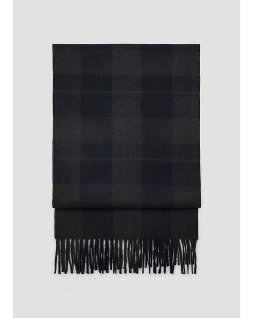 Mango Blue Check Fringed Scarf for men