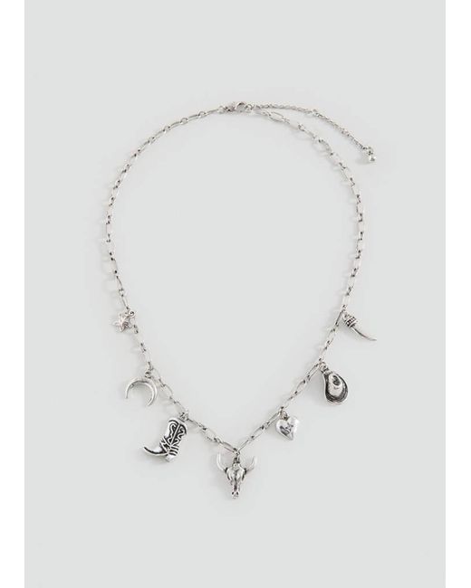 MANGO TEEN White Pendant Necklace With Charms