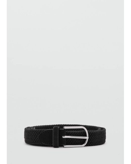 Mango Black Braided Elastic Belt for men