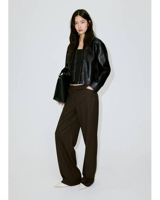 Mango Black Faux Leather Zip Jacket