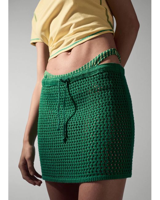 Mango Green Crochet Mini Skirt Pastel