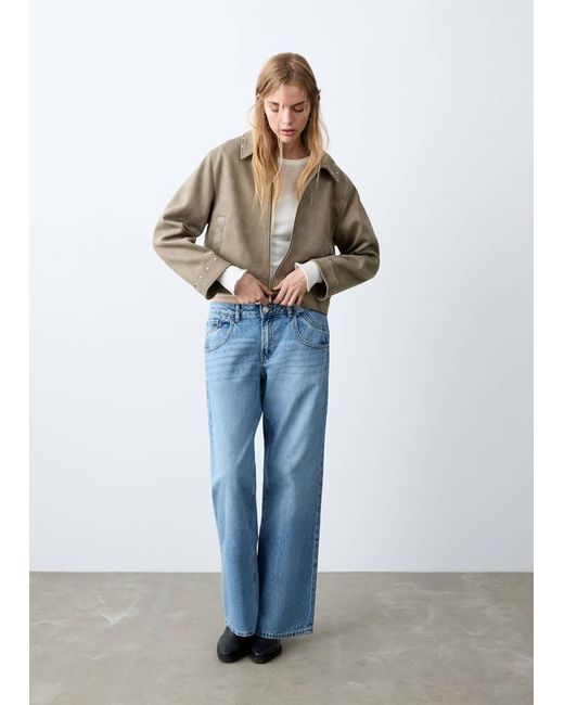 MANGO TEEN Blue Suede Effect Jacket