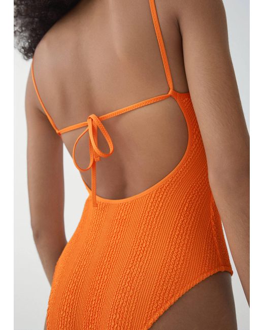 Mango Orange Textured Swimsuit