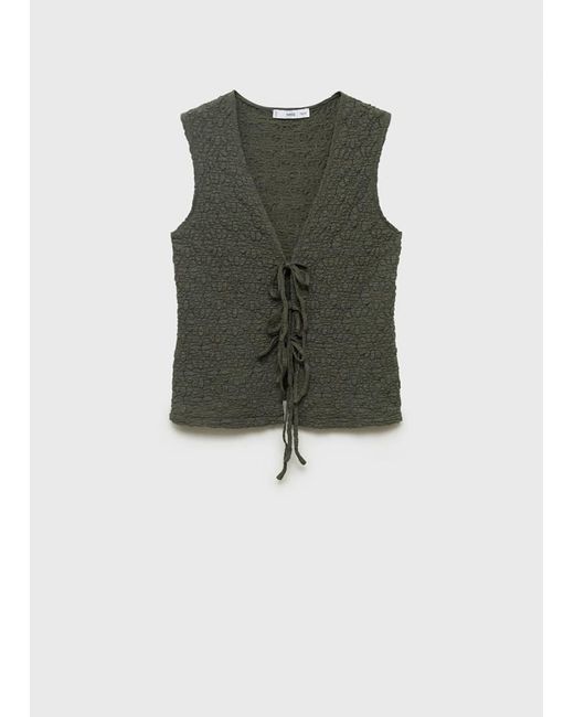 Mango Green Bow Texture Top