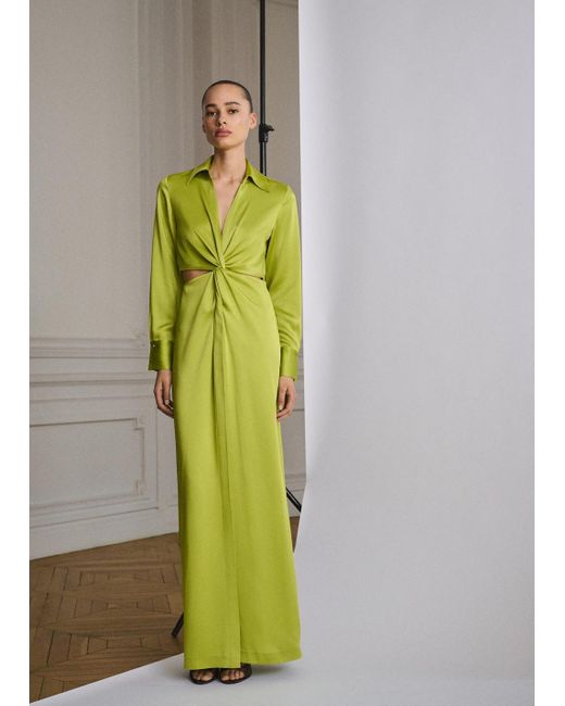 Mango Green Draped Shirt Dress With Side Openings