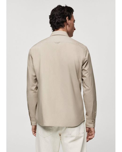 Mango White Chest-pocket Cotton Shirt for men
