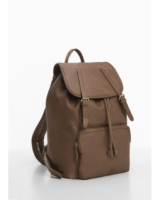 Mango White Leather-effect Backpack for men