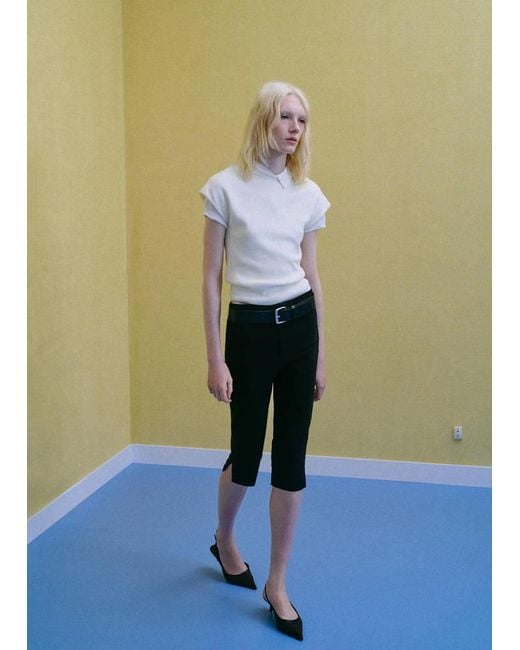 Mango Green Short-Sleeve Funnel Neck Jumper