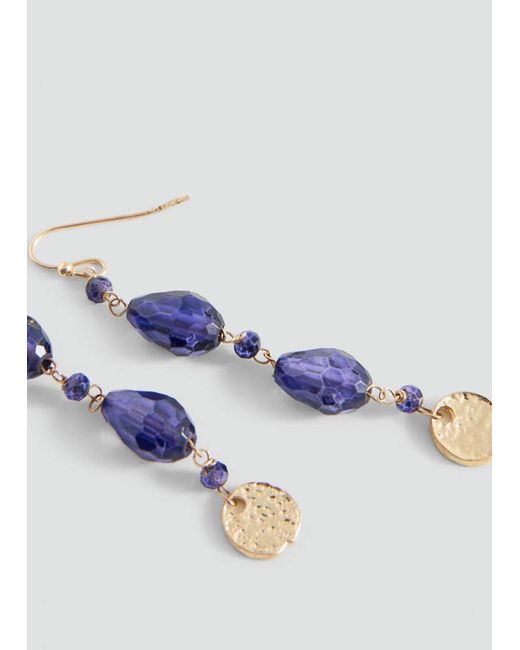 MANGO TEEN Blue Long Stone Earrings
