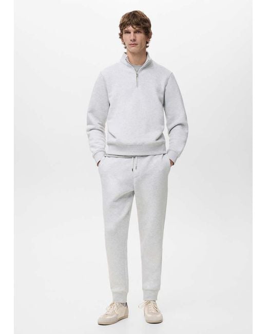 Mango Gray Zip-Neck Sweatshirt With A Soft-Touch Interior for men