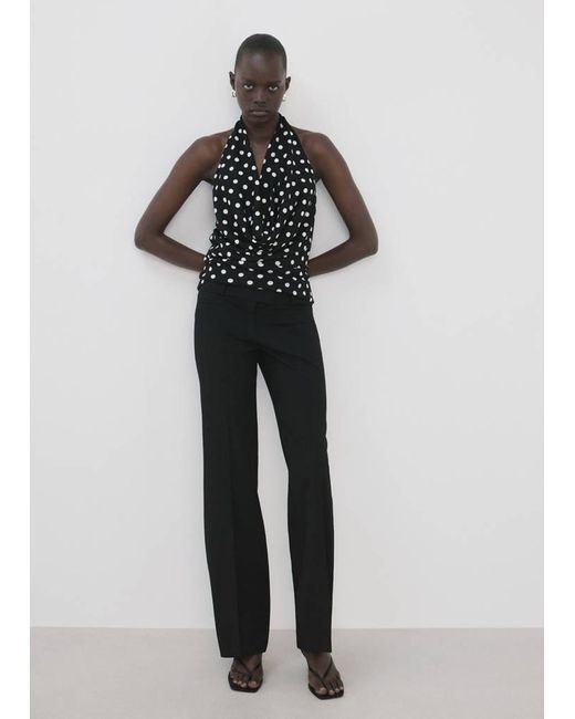 Mango Black Draped Halter Top