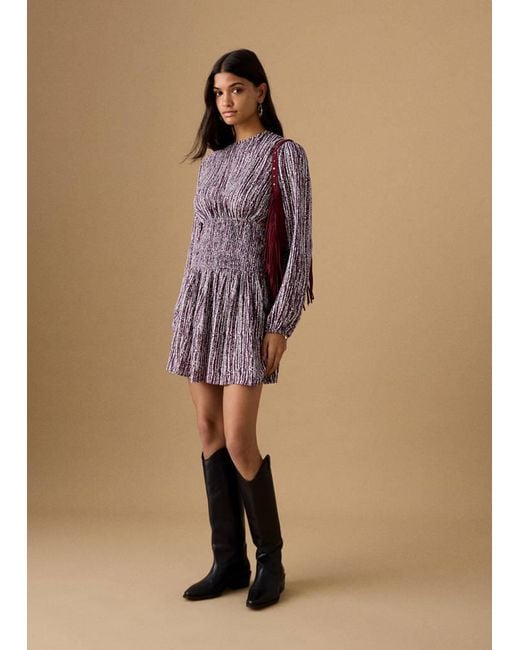 MANGO TEEN Natural Lurex Cut-Out Print Dress