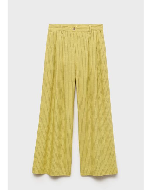 Mango White Striped Straight Suit Trousers